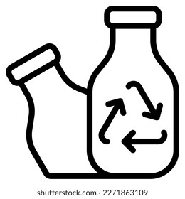 recycle bottle icon with outline style and 64 px base. Suitable for website design, logo, app, ui, and etc. svg