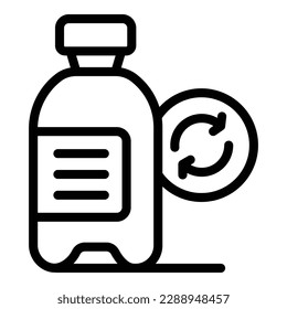 Reciclar el vector de contorno del icono del frasco. Tecnología ecológica. Cuidado de la naturaleza
