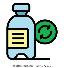 Reciclar el vector de contorno del icono del frasco. Tecnología ecológica. Color del cuidado de la naturaleza