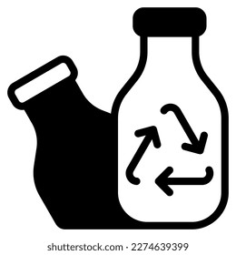 recycle bottle icon with solid line style and 64 px base. Suitable for website design, logo, app, ui and etc. svg