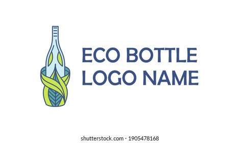 recycle bottle leaf nature environment logo vector icon template
