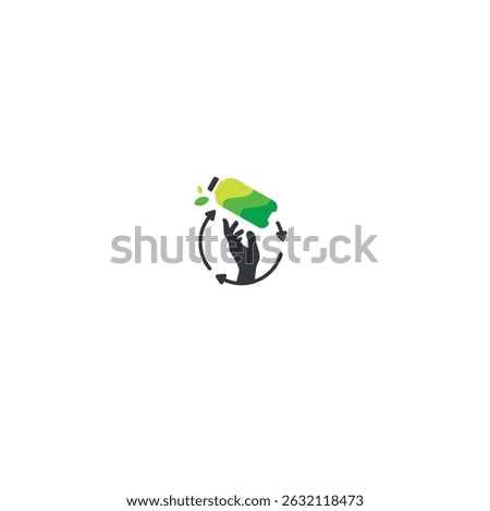 Recycle bottle logo icon flat vector design