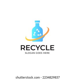recycle bottle nature environment logo vector icon template