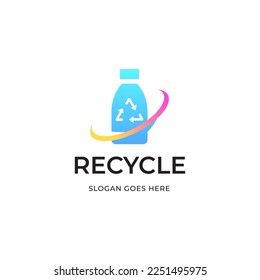 plantilla de icono del logotipo del entorno natural del frasco de reciclaje