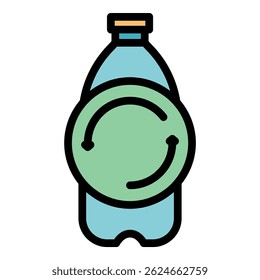 Recycle bottle plastic icon. Outline recycle bottle plastic vector icon color flat isolated