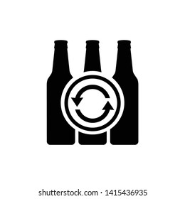 Recycle Bottle, Reuse Bottles. Flat Vector Icon illustration. Simple black symbol on white background. Recycle Bottle, Reuse Bottles sign design template for web and mobile UI element