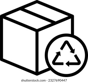 Recycle Box Line Icon - Single Icon, Vector 