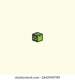 Recycle box logo icon flat vector design