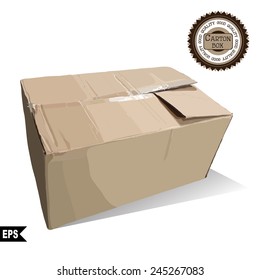 Recycle brown box packaging on white backgroun. vector illustration