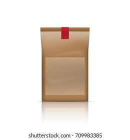 Recycle brown paper bag package for coffee bean 