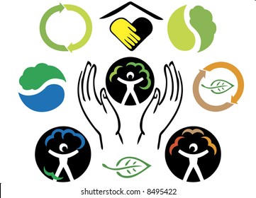recycle button pack & care for nature elements part 1/2