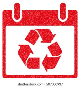 Recycle Calendar Day grainy textured icon for overlay watermark stamps. Flat symbol with dirty texture. Dotted vector red ink rubber seal stamp with grunge design on a white background.