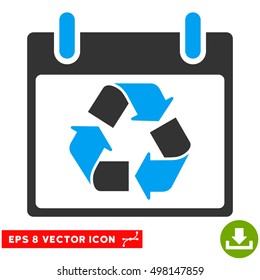 Recycle Calendar Day icon. Vector EPS illustration style is flat iconic bicolor symbol, blue and gray colors.