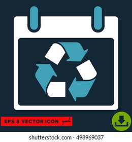 Recycle Calendar Day icon. Vector EPS illustration style is flat iconic bicolor symbol, blue and white colors.