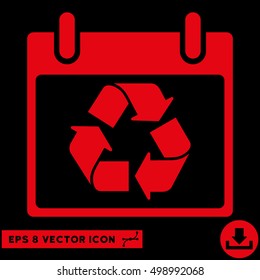 Recycle Calendar Day icon. Vector EPS illustration style is flat iconic symbol, red color.
