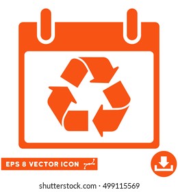 Recycle Calendar Day icon. Vector EPS illustration style is flat iconic symbol, orange color.