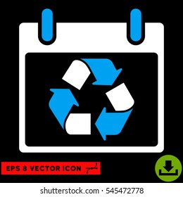 Recycle Calendar Day icon. Vector EPS illustration style is flat iconic bicolor symbol, blue and white colors.