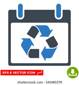 Recycle Calendar Day icon. Vector EPS illustration style is flat iconic bicolor symbol, smooth blue colors.