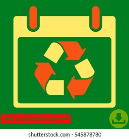 Recycle Calendar Day icon. Vector EPS illustration style is flat iconic bicolor symbol, orange and yellow colors.