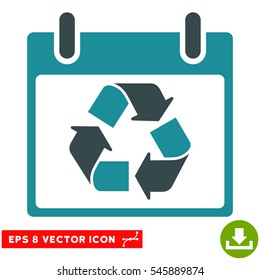 Recycle Calendar Day icon. Vector EPS illustration style is flat iconic bicolor symbol, soft blue colors.