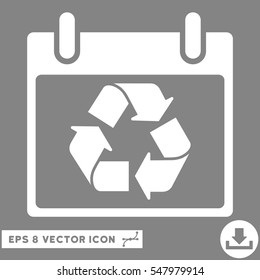 Recycle Calendar Day icon. Vector EPS illustration style is flat iconic symbol, white color.