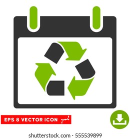 Recycle Calendar Day icon. Vector EPS illustration style is flat iconic bicolor symbol, eco green and gray colors.