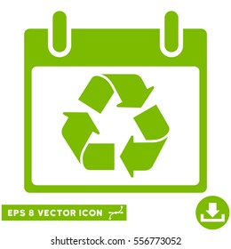 Recycle Calendar Day icon. Vector EPS illustration style is flat iconic symbol, eco green color.
