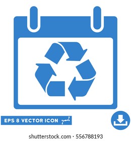 Recycle Calendar Day icon. Vector EPS illustration style is flat iconic symbol, cobalt color.