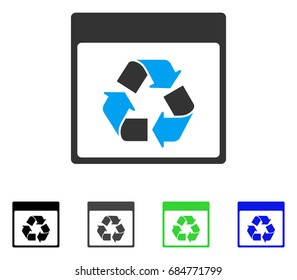 Recycle Calendar Page flat vector pictogram. Colored recycle calendar page gray, black, blue, green pictogram versions. Flat icon style for web design.