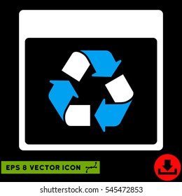 Recycle Calendar Page icon. Vector EPS illustration style is flat iconic bicolor symbol, blue and white colors.