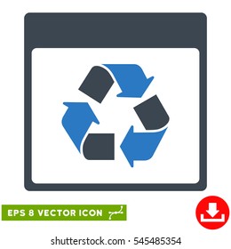 Recycle Calendar Page icon. Vector EPS illustration style is flat iconic bicolor symbol, smooth blue colors.