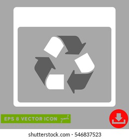 Recycle Calendar Page icon. Vector EPS illustration style is flat iconic bicolor symbol, dark gray and white colors.
