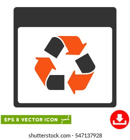 Recycle Calendar Page icon. Vector EPS illustration style is flat iconic bicolor symbol, orange and gray colors.