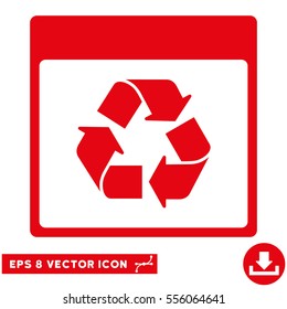 Recycle Calendar Page icon. Vector EPS illustration style is flat iconic symbol, red color.