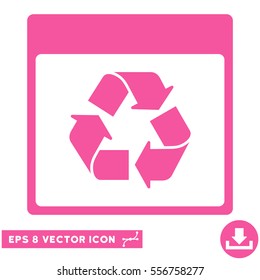 Recycle Calendar Page icon. Vector EPS illustration style is flat iconic symbol, pink color.