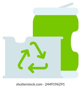 Icono de lata de reciclaje con estilo plano. Conveniente para el diseño del Sitio web, el logotipo, el App y la IU.