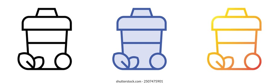 Symbol für Papierkorb-Dose. Lineares, blaues Füllungs- und Farbverlauf-Design einzeln auf weißem Hintergrund