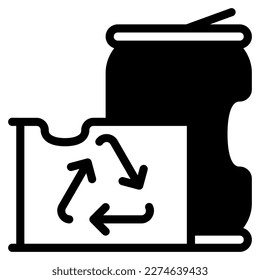 recycle can icon with solid line style and 64 px base. Suitable for website design, logo, app, ui and etc.
