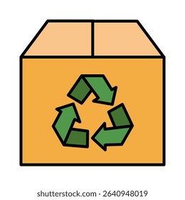Recycle Cardboard Box Packaging Vector Icon Set - Environment, Shipping, Waste, Green, Logistics, Outline, Flat, Editable Line Weight