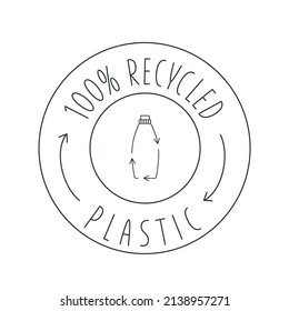 Recycle cleaning bottle and garbage recycling icon concept of waste sorting. Editable stroke. Vector stock illustration isolated on white background for packaging logo print. EPS10 
