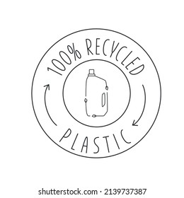 Recycle cleaning bottle and garbage recycling icon concept of waste sorting. Editable stroke. Vector stock illustration isolated on white background for packaging logo print. EPS10 
