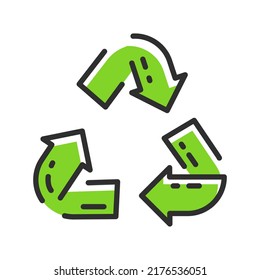 Recycle color icon in line style. Vector illustration concept