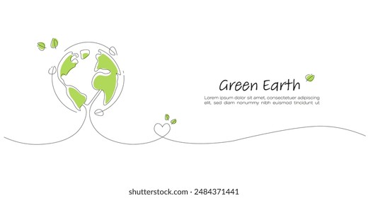 Recycle concept. The earth on the tree shape. Sustainable of Green ecology and environment concept. Line art style vector illustration.