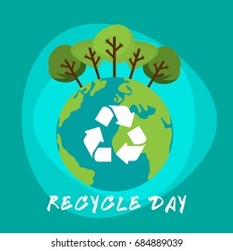  recycle concept.save the earth.ecologic recycling and waste utilization concept in flat style