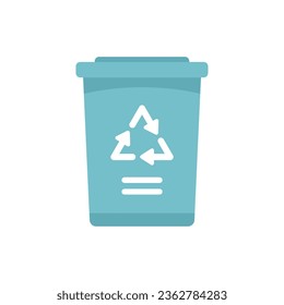 Recycle container icon flat vector. Eco bottle. Biodegradable plastic isolated