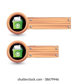 recycle container on wooden boards