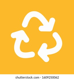 Recycle cycle vector symbol isolated on yellow background. Vector illustration.