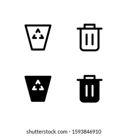 Recycle and delete bin icon. With Outline and glyph style