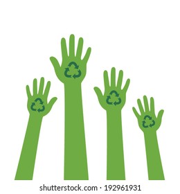 Recycle design. Hands with recycle symbol. Vector illustration.