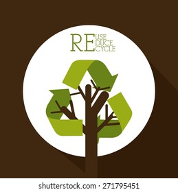 Recycle design over brown background, vector illustration 